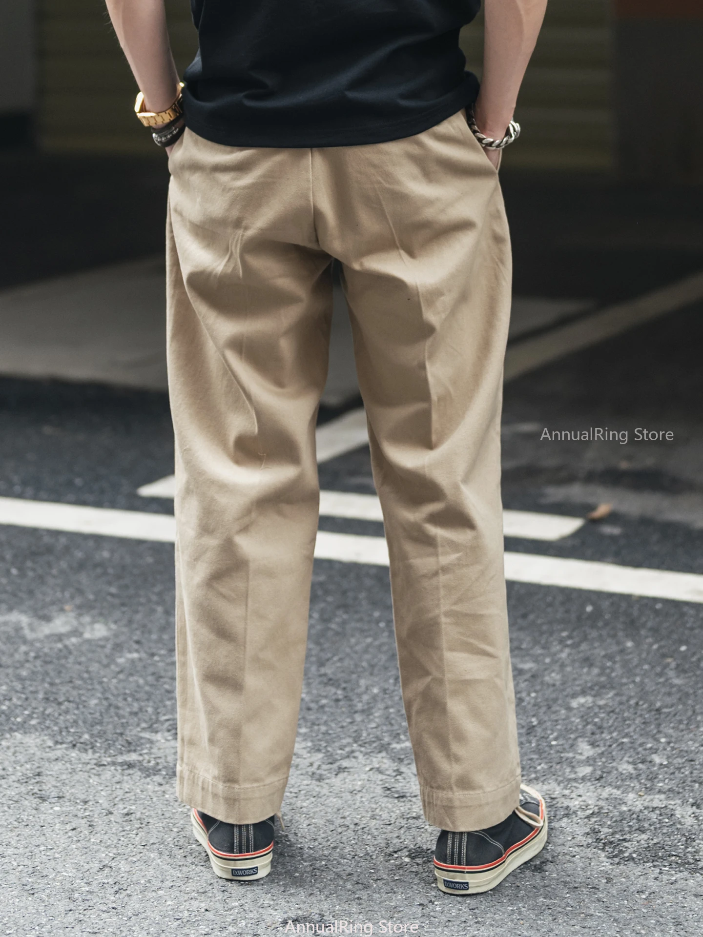 Не в наличии Брюки-чиносы французской армии M-52 Мужские повседневные брюки из саржи с двойными складками и прямыми штанинами