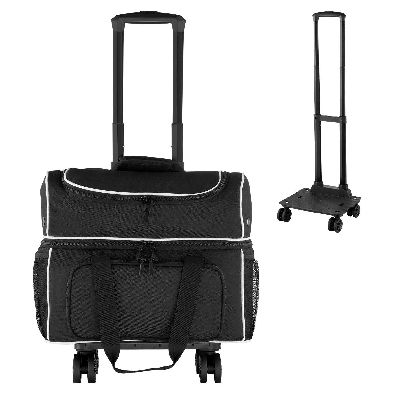 

2 Ball Bowling Bag with Wheels Four Roller Bowling Bag with Shoe Compartment