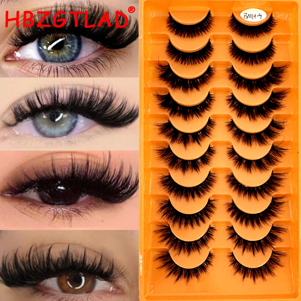HBZGTLAD 10 Pairs of Mixed 6D Artificial Mink Eyelashes Fluffy Thick Dramatic Natural Messy Cat Eye Eyelashes Slender Soft Curly