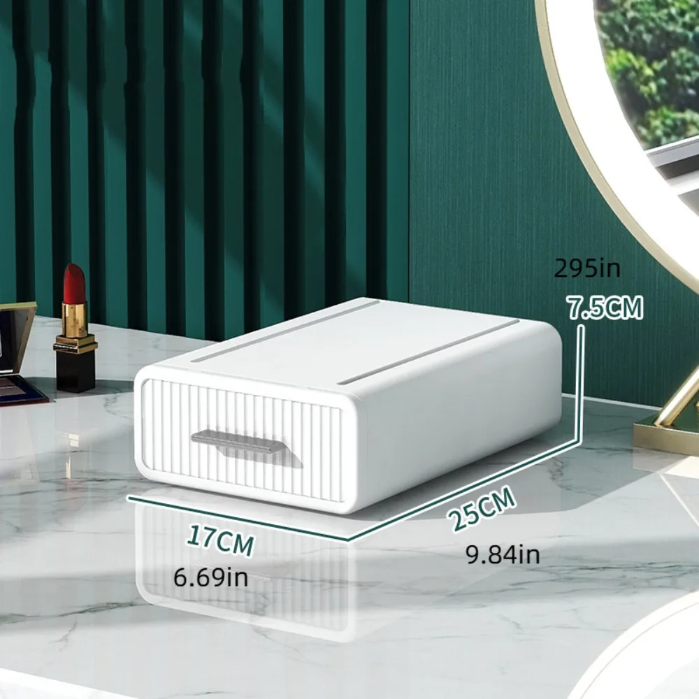 Plastic Desktop Storage Box Single-Layer Stackable Office Storage Cabinet Necklaces Bracelets Makeup Jewelry Sorting Box School