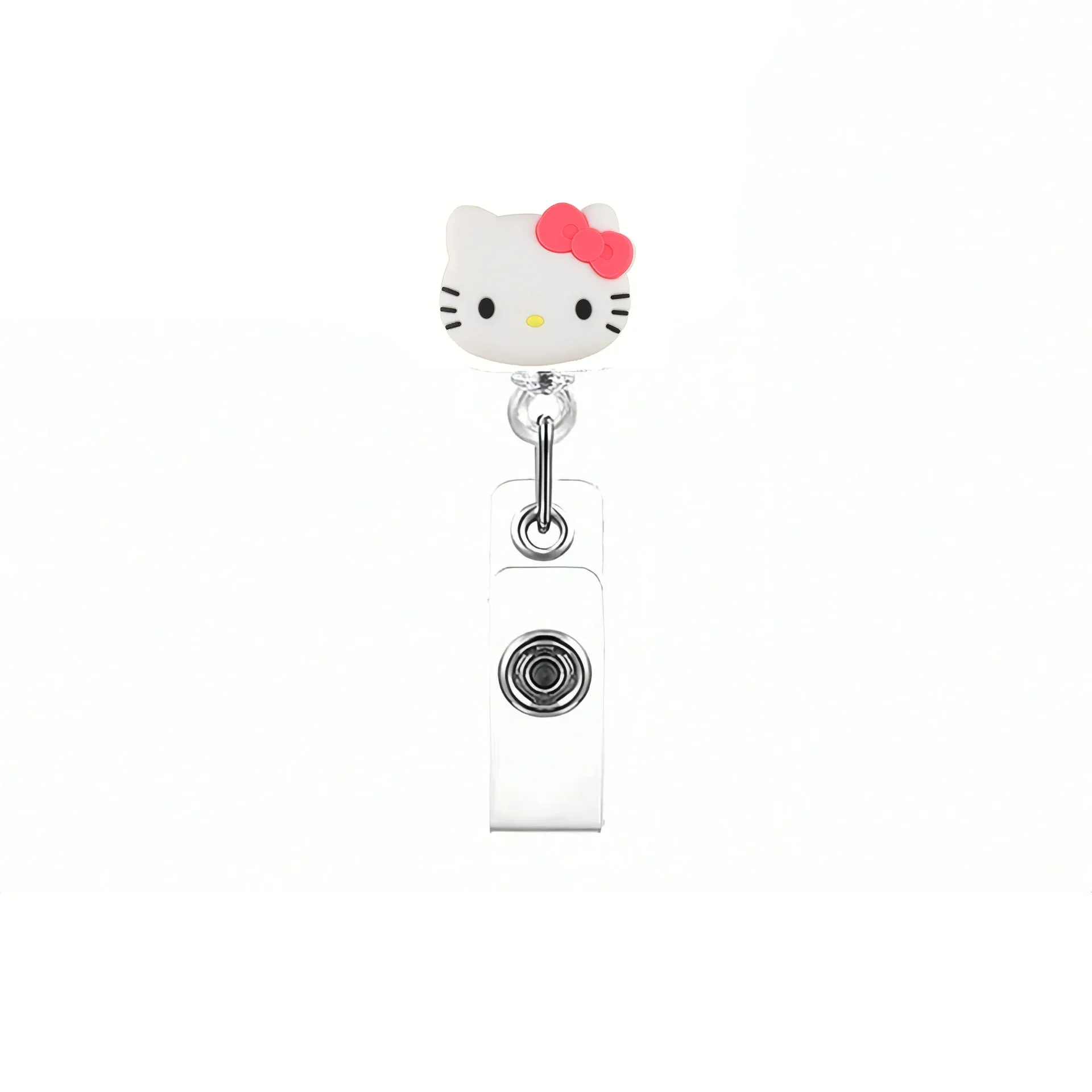 Kawaii-Geschenk, Katzen-Abzeichenhalter mit ausziehbarem Mechanismus, glitzernder Kartenhalter, Accessoires mit Schlüsselanhänger für Frauen, Studentinnen, Bürobedarf. – Detail 5
