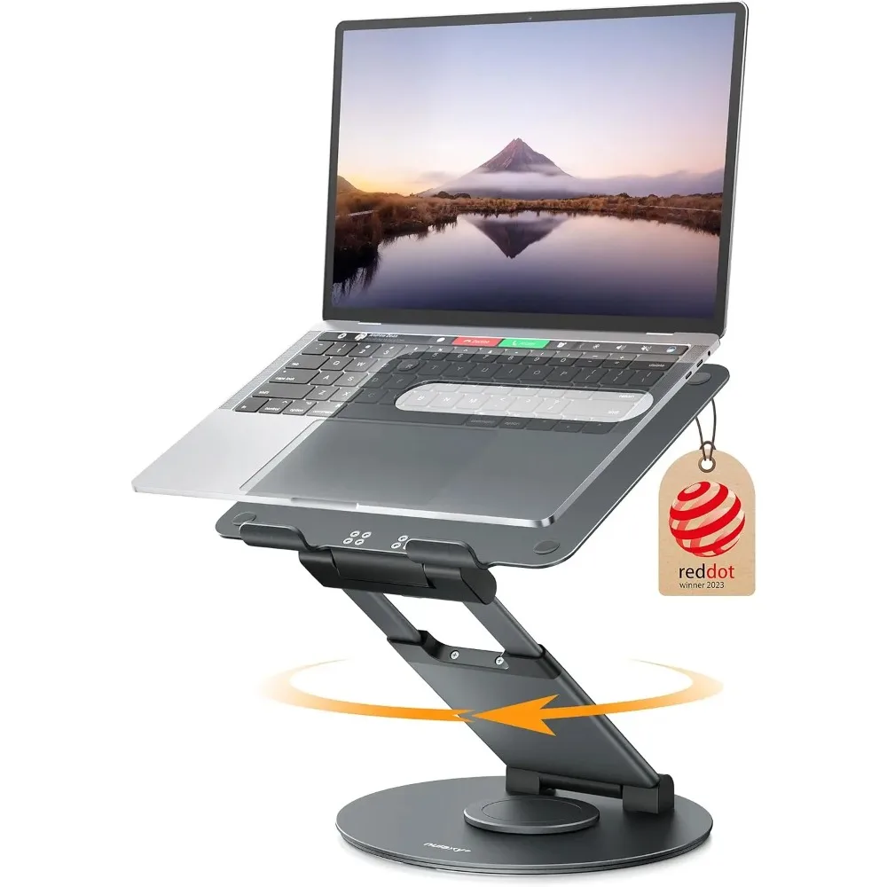 

Adjustable Height 360 Rotating Laptop Stand for Desk, Ergonomic Swivel Pull-Out Design Fits All 10-17" Laptops, Gray