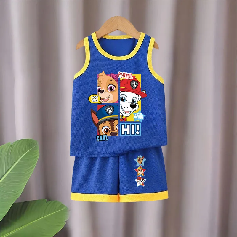 Summer Children's Casual Outfits Boys Breathable Mesh Basketball Clothes Sets Kids Sleeveless Vest and Shorts Two Piece Set New