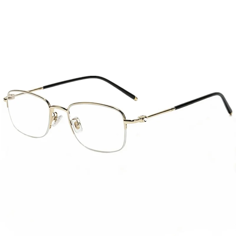 Men Half Rim Metal Eyeglasses Frame Square Rectangle Lens Alloy Optical Prescription Glasses Gold Black Color Clear Demo Lens Bu