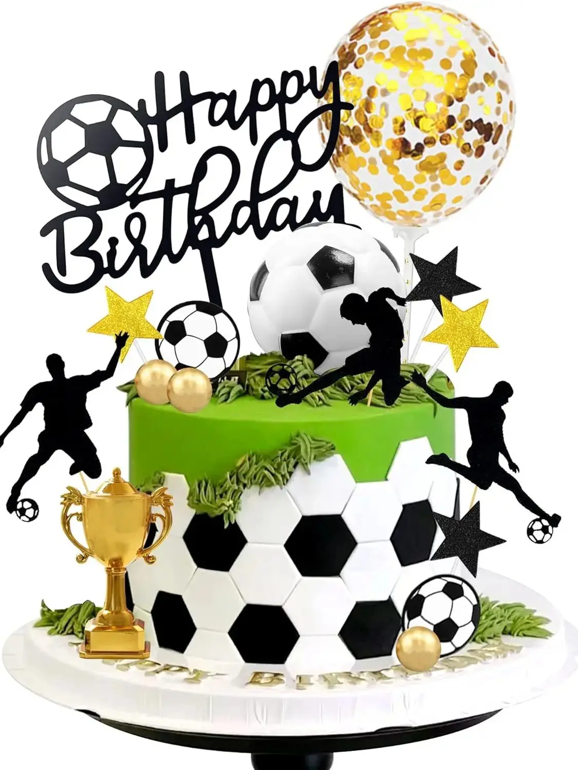 28-teiliger Fußball-Kuchenaufsatz, Fußballspieler, Kuchendekorationen für Fußball, Geburtstag, Party, Sport, Partyzubehör – Detail 1