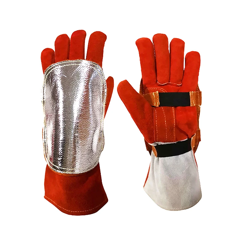 Almohadilla de mano para soldadura trasera aluminizada, guantes ignífugos, almohadilla para soldador, horno, soldadura de fundición de Metal, caldera Industrial para acampar