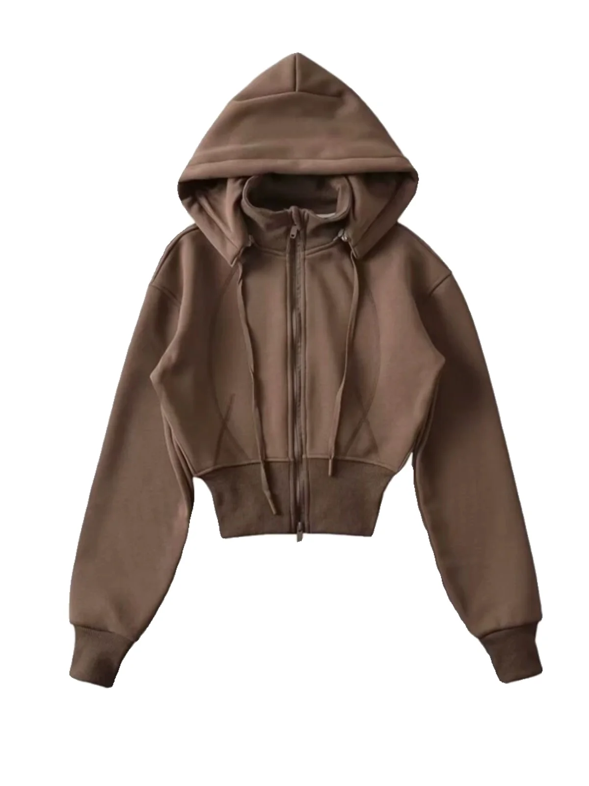 Damska bluza z odpinanym kapturem Lulu High Waist, stylizowana na kurtkę, w stylu Spicy Girl, słodka, zapinana na zamek, długa kurtka.