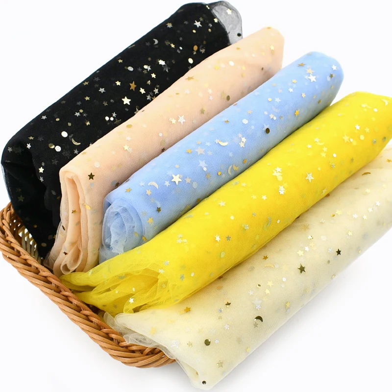 

90*150cm Sequins Mesh Fabric Princess Dress Soft Yarn Stage Performance Dresses Decor Fabrics Gift Package DIY Sewing Material