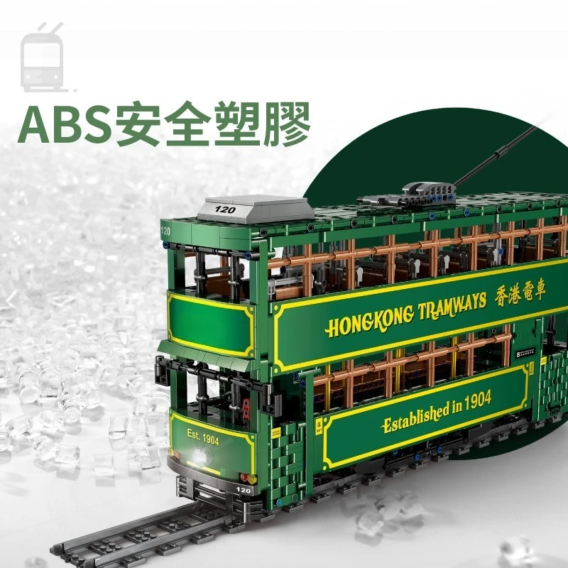 Building Blocks Toy Model  KB120 Remote Control Hong Kong Retro Tram with Educational STEM Features