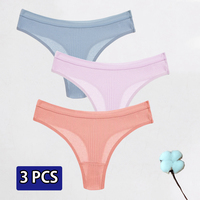 3Pcs 100% Cotton Underwear Women Low Waist Sexy Thong Comfortable Seamless G-string Female Casual Sports Bikini Briefs Fast Send