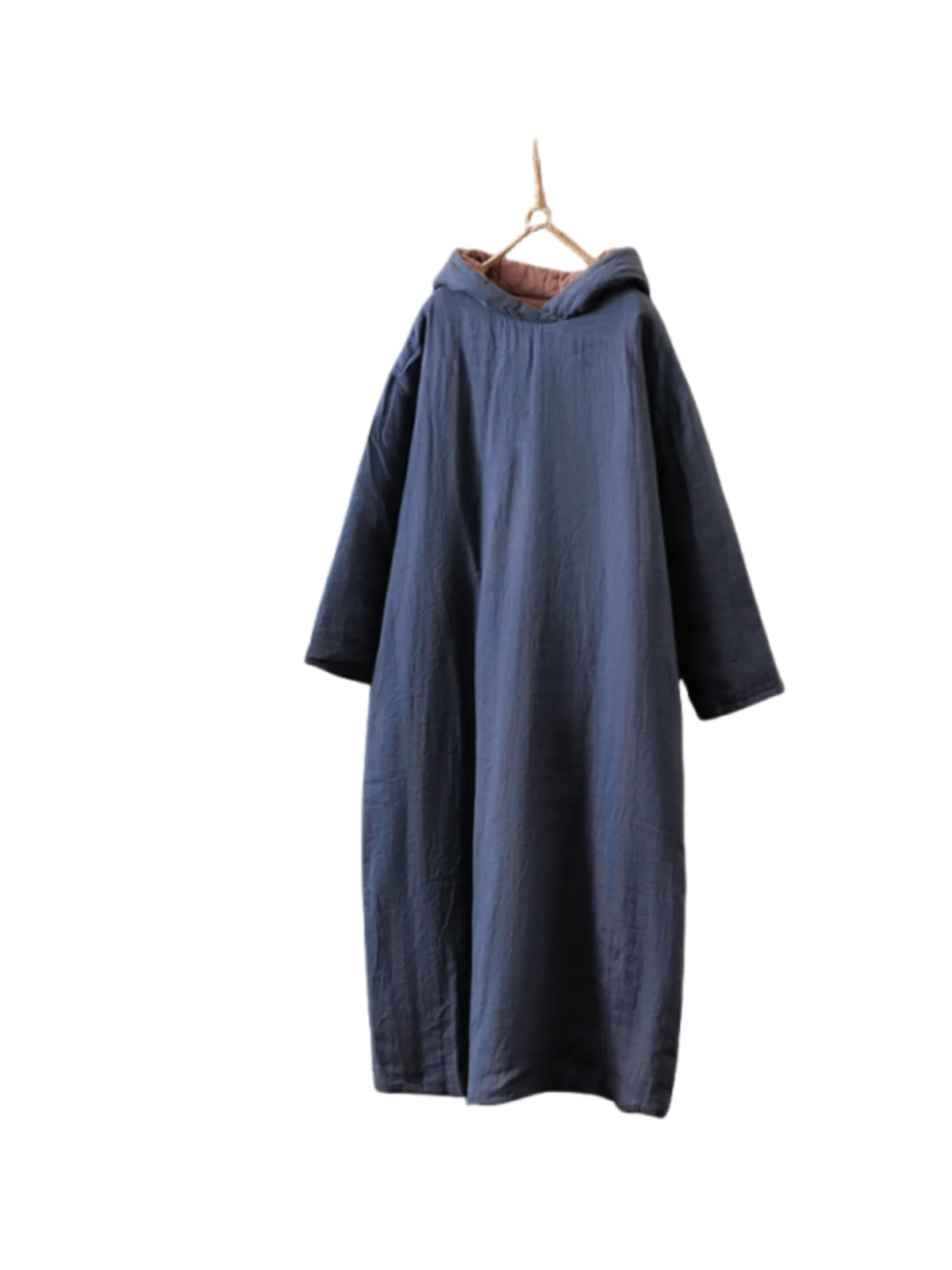 秋冬の麻綿ジャケットロングコート、ゆったりとしたエスニック風レトロな女性服、Aラインスカート、ロングスリーブ帽子