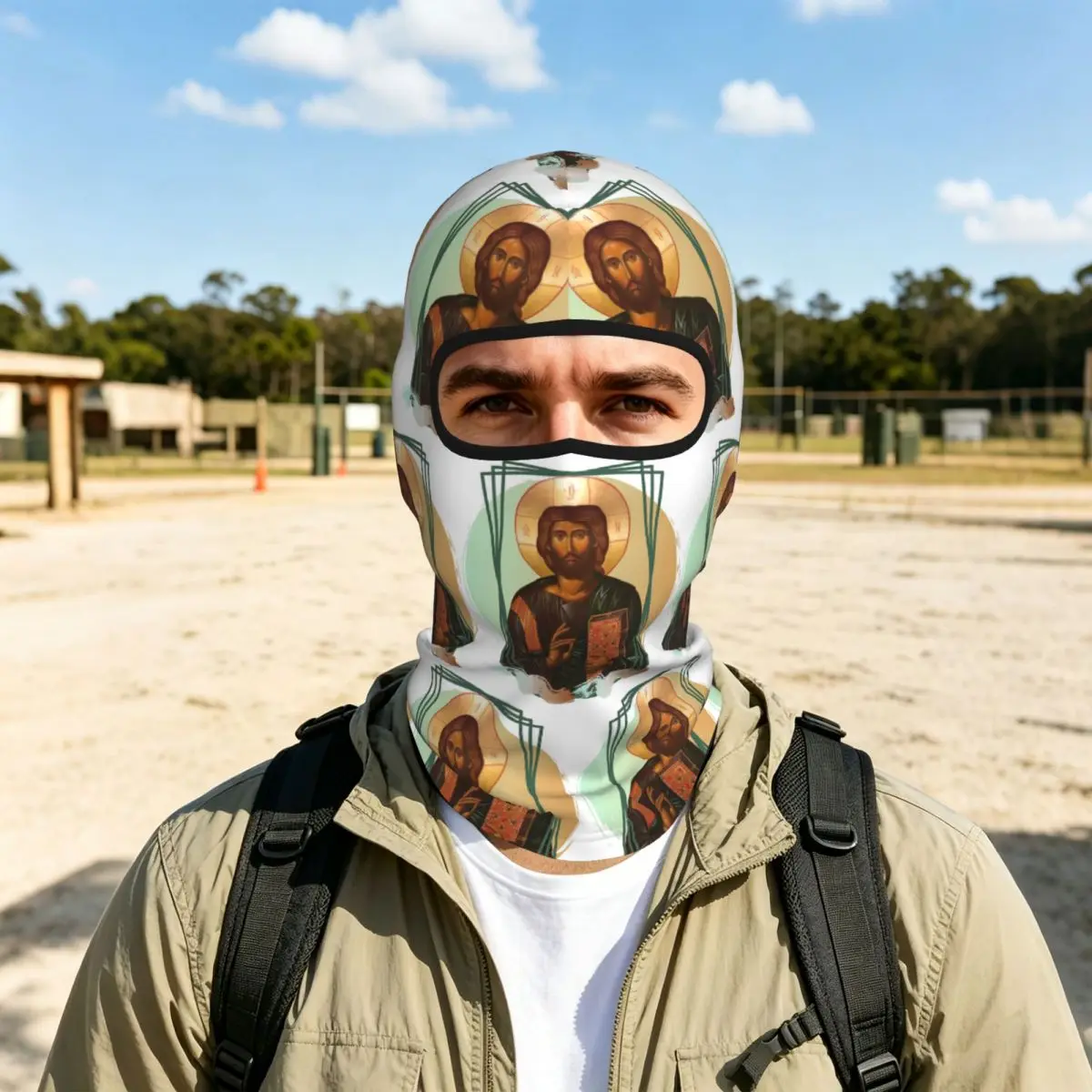 Lord Jesus Christ Breathable Thin Balaclava Full Face Mask Sun Protection Neck Gaiter For Motorcycle Cycling