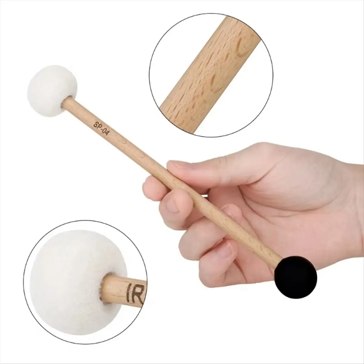 T32C New Percussion Mallets Steel Tongues Drum Mallet Soft Rubber Head Percussion Sticks, Rubber Mallet Sticks Beech Drum Sticks