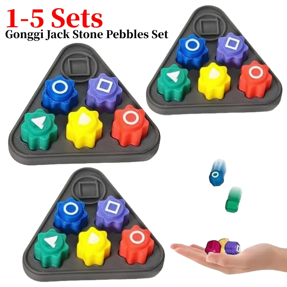 2025 HOT Gonggi Traditional Korean Game Stone Catching Dice Finger Exercise Fun Stress Relief Toy Gong Gi Game Set 1-5PCS