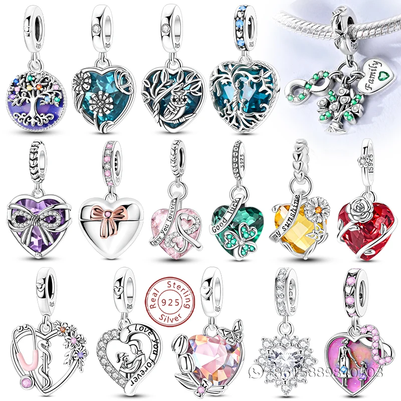 

Оригинальные подвески-шармы в форме сердца из стерлингового серебра 925 пробы, подходят для оригинальных браслетов и ожерелий, DIY-шармы, украшения для женщин и мужчин, подарок