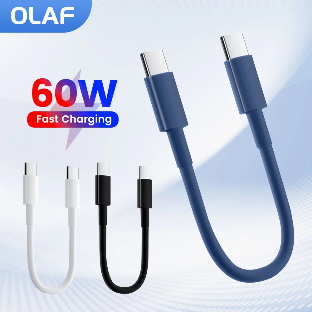 Olaf 60W Type C To Type C Cable Fast Charging Short Cable For iPhone 15 Sumsung Huawei Xiaomi Power Bank USB C Data cable 30CM