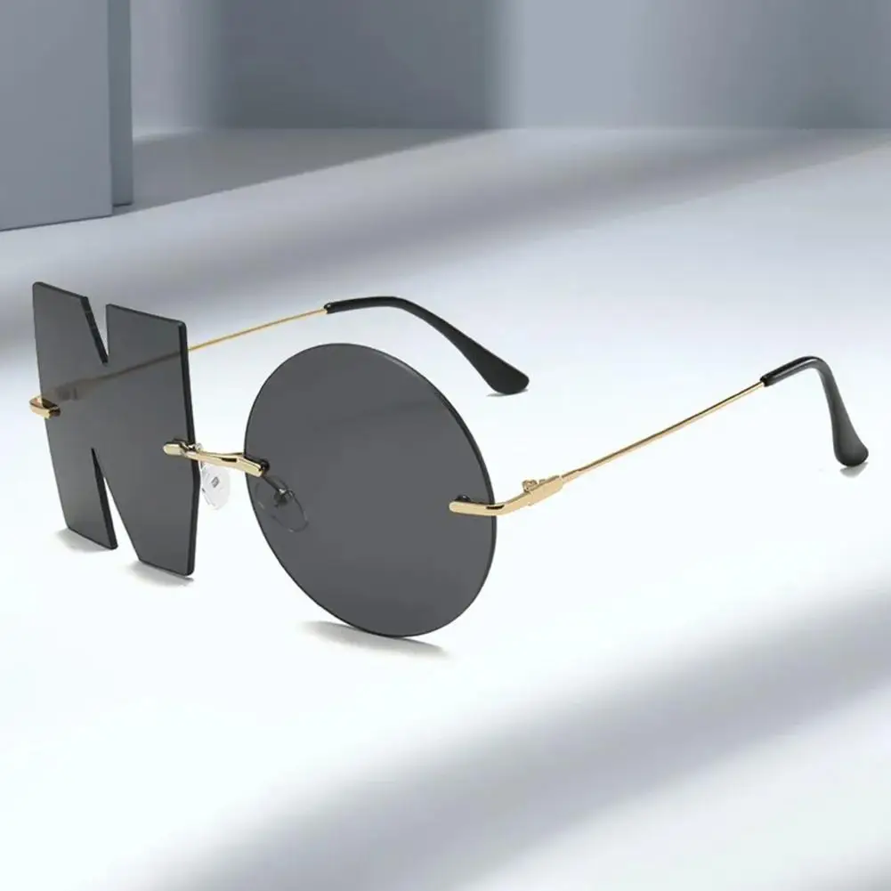Decorative Glasses NO Shape Lens Sunglasses Photo Prop Rimless Anti-UV Color Flash Mirror Reflection Travel Beach Sunglasses