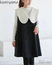 Japanese Vestido Detachable Peter Pan Collar Vestidos Mujer Contrast Sleeveless Dresses Loose Dress Women 2024 Fall New Robes