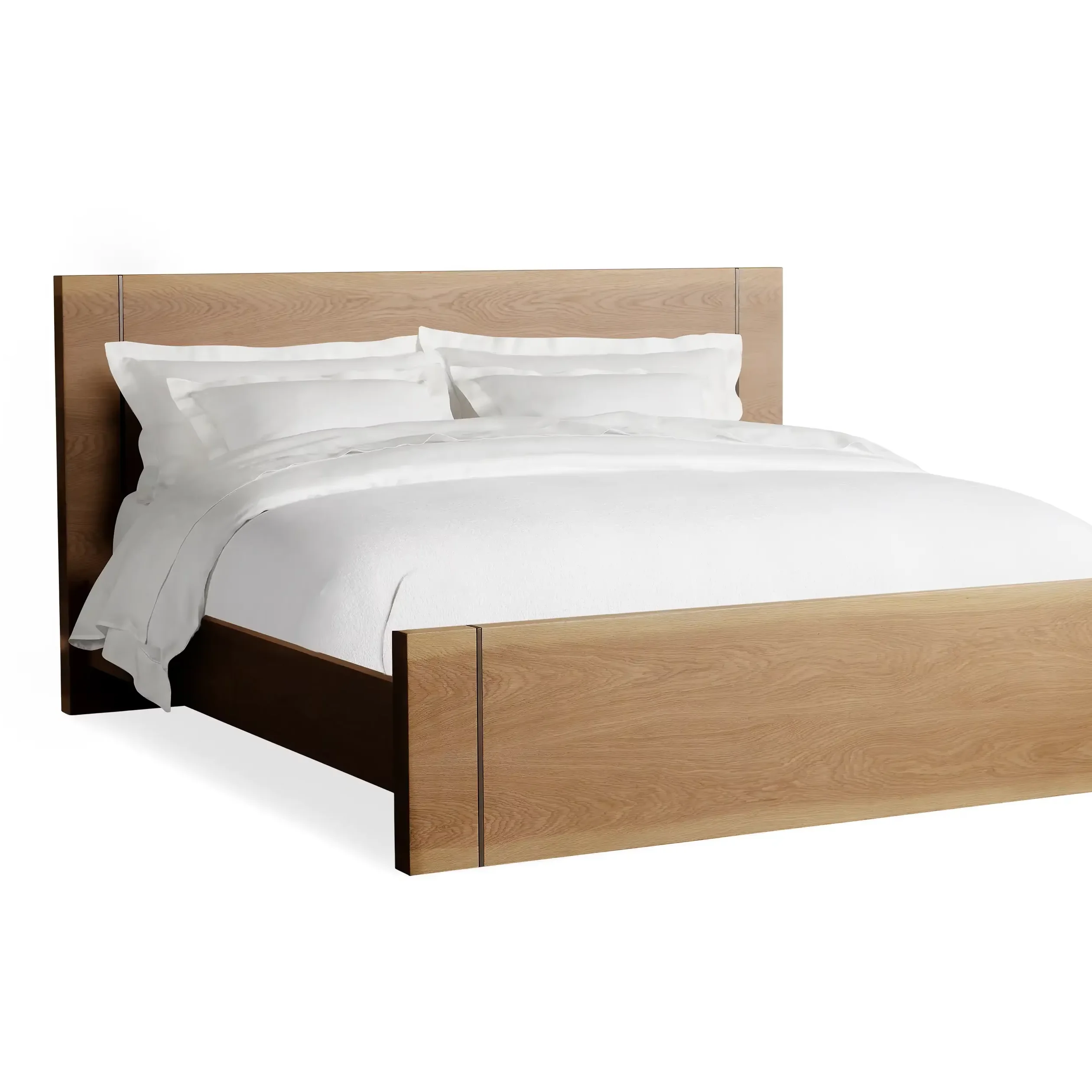 x−Modern Minimalist Oak Wood Bed Frame Solid Queen Size with Double Canopy Sleeping Bunk Style with Storage for Bedroom&