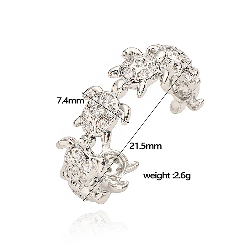 HECHENG,18K Plated Real Golden with Zirconia Ocean Collection Style Starfish Pearl Earrings Turtle Ring Ladies Cute Jewellery