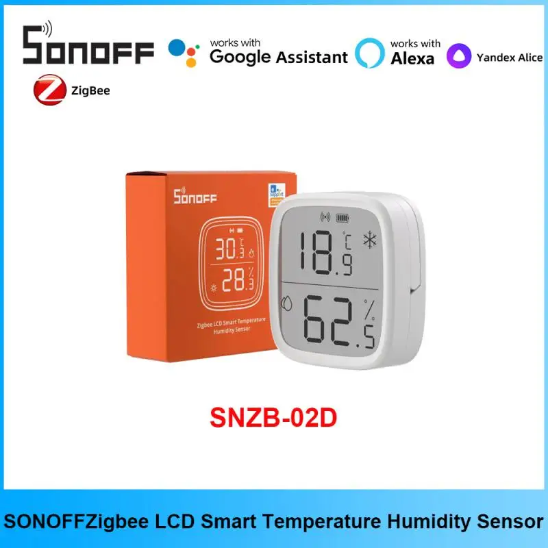 

SONOFF SNZB-02D Zigbee 3.0 Humidity Temperature Sensor LCD Screen Ewelink APP Real-time Monitoring Work With Alexa Google Home
