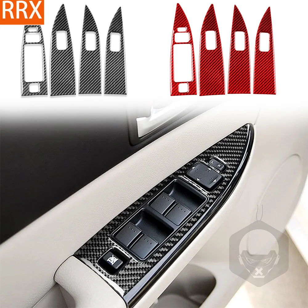 For Mazda 6 Atenza 2006-2008 Real Carbon Fiber Sticker Window Lift Button Control Panel Car Accessories Interior decorative