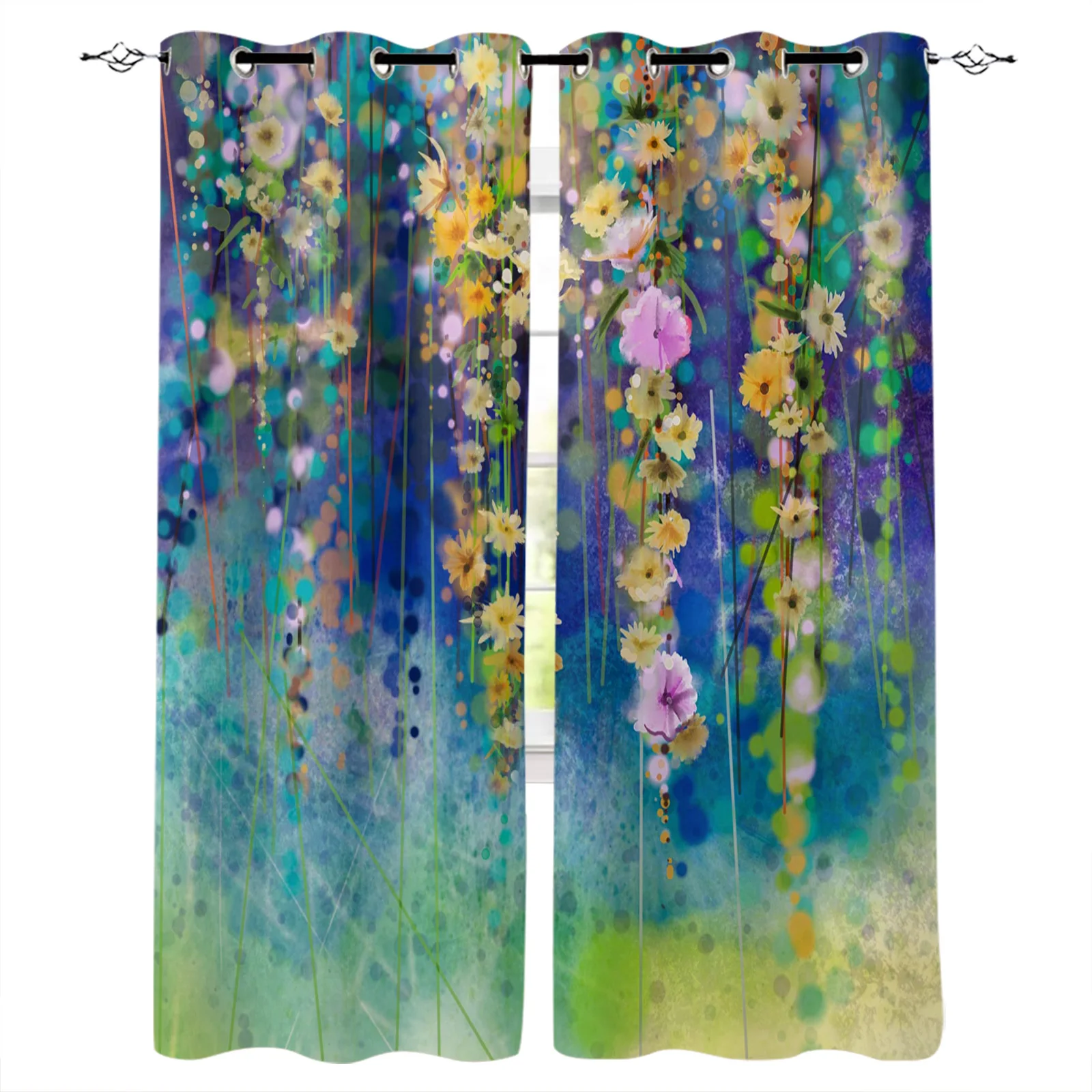 

Flower Petal Leaf Watercolor Art Plant Blackout Curtains Window Curtains for Bedroom Living Room Decor Window Treatments