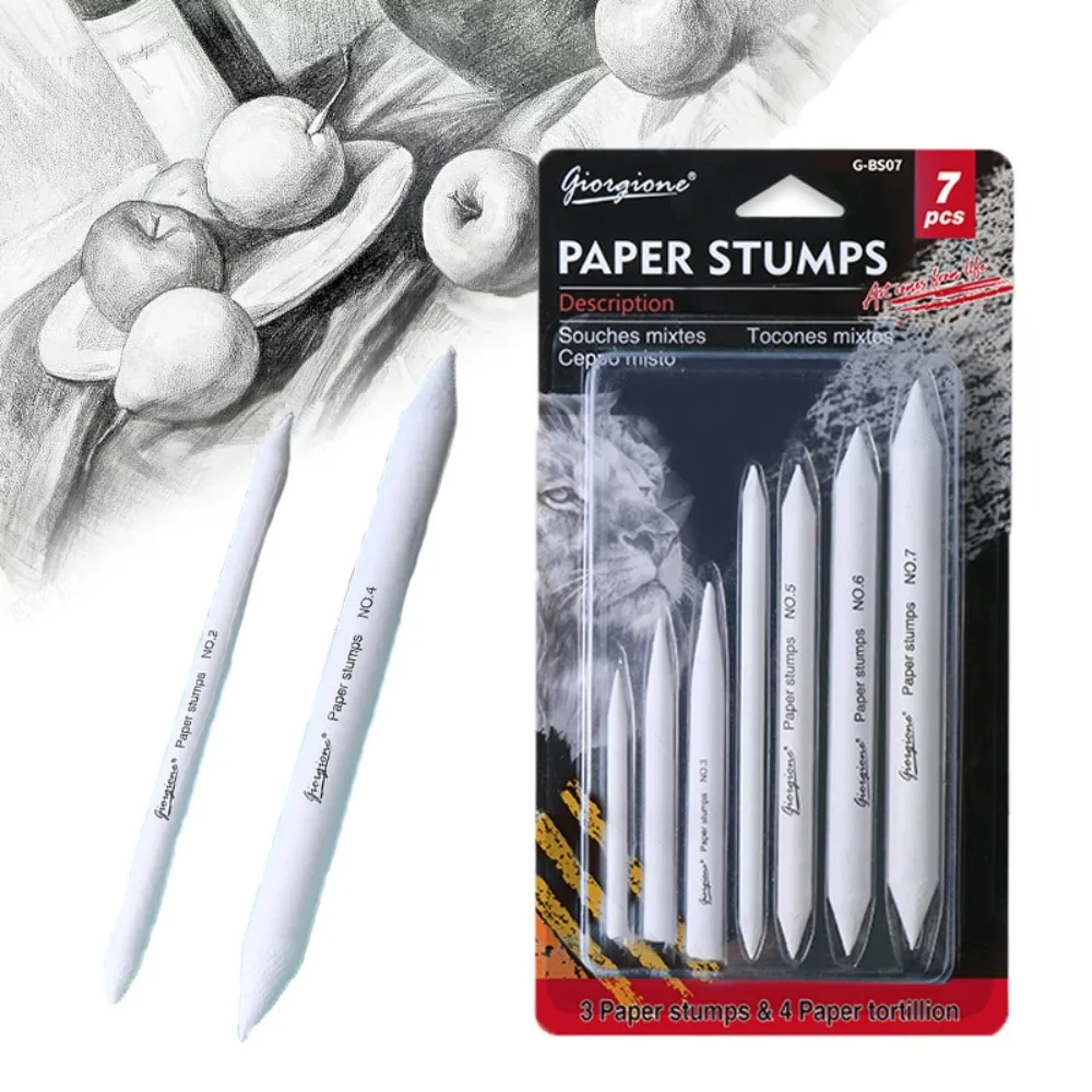 

7Pcs/Set Professional Blending Stumps Paper Art Supplies White Art Blenders Sandpaper Pencil Painting Durable