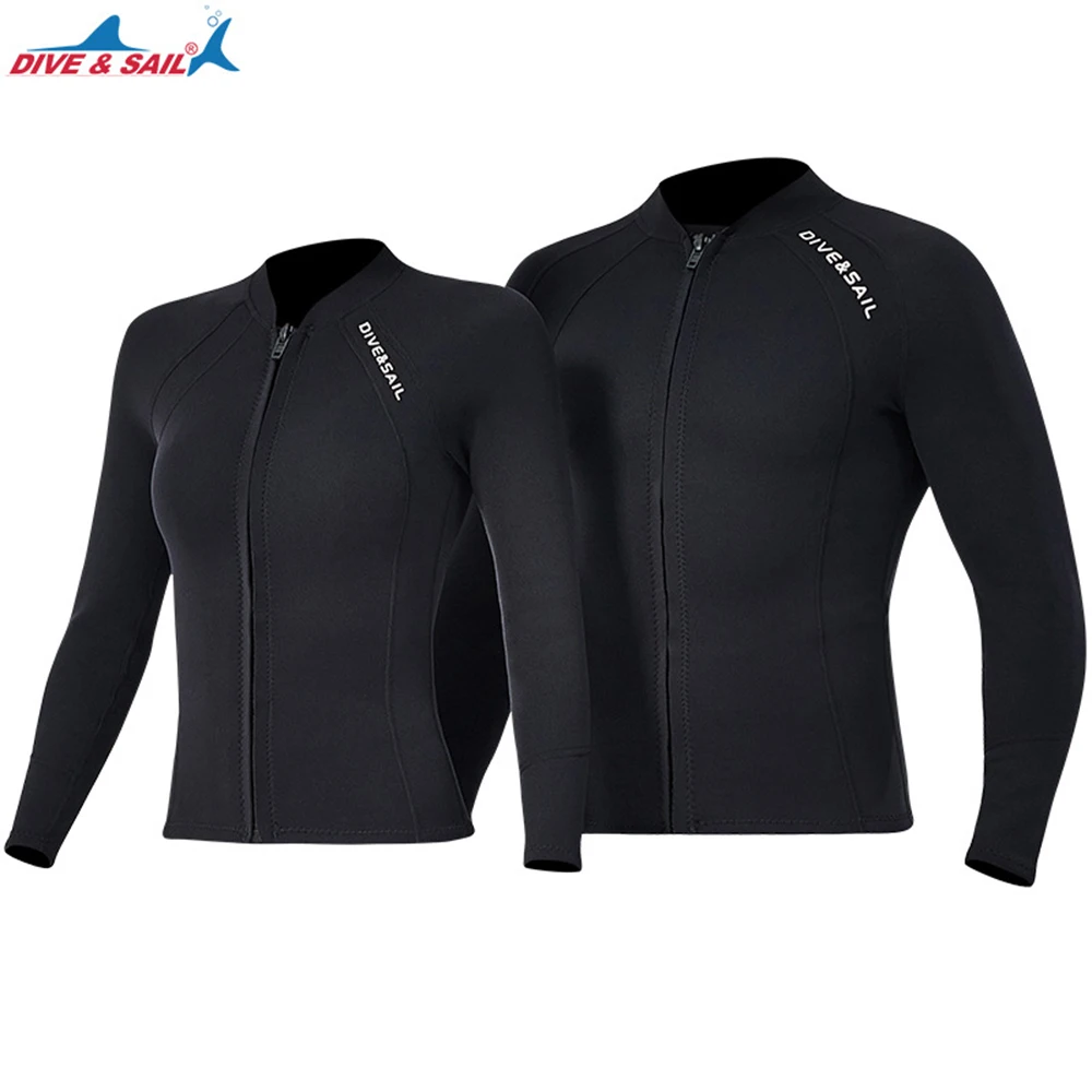 

2MM Neoprene Wetsuit For Men And Women Black Split Long-Sleeve Top Snorkeling Jacket To Keep Warm And Cold Surfing Wetsuit Top