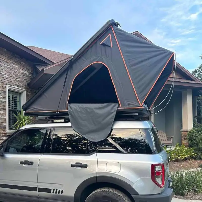 Collapsible Ripstop Fabric Outdoor Camping Aluminum Solar Panel Clamshell SUV Car Rooftop Tent One Bedroom Double Layer Four