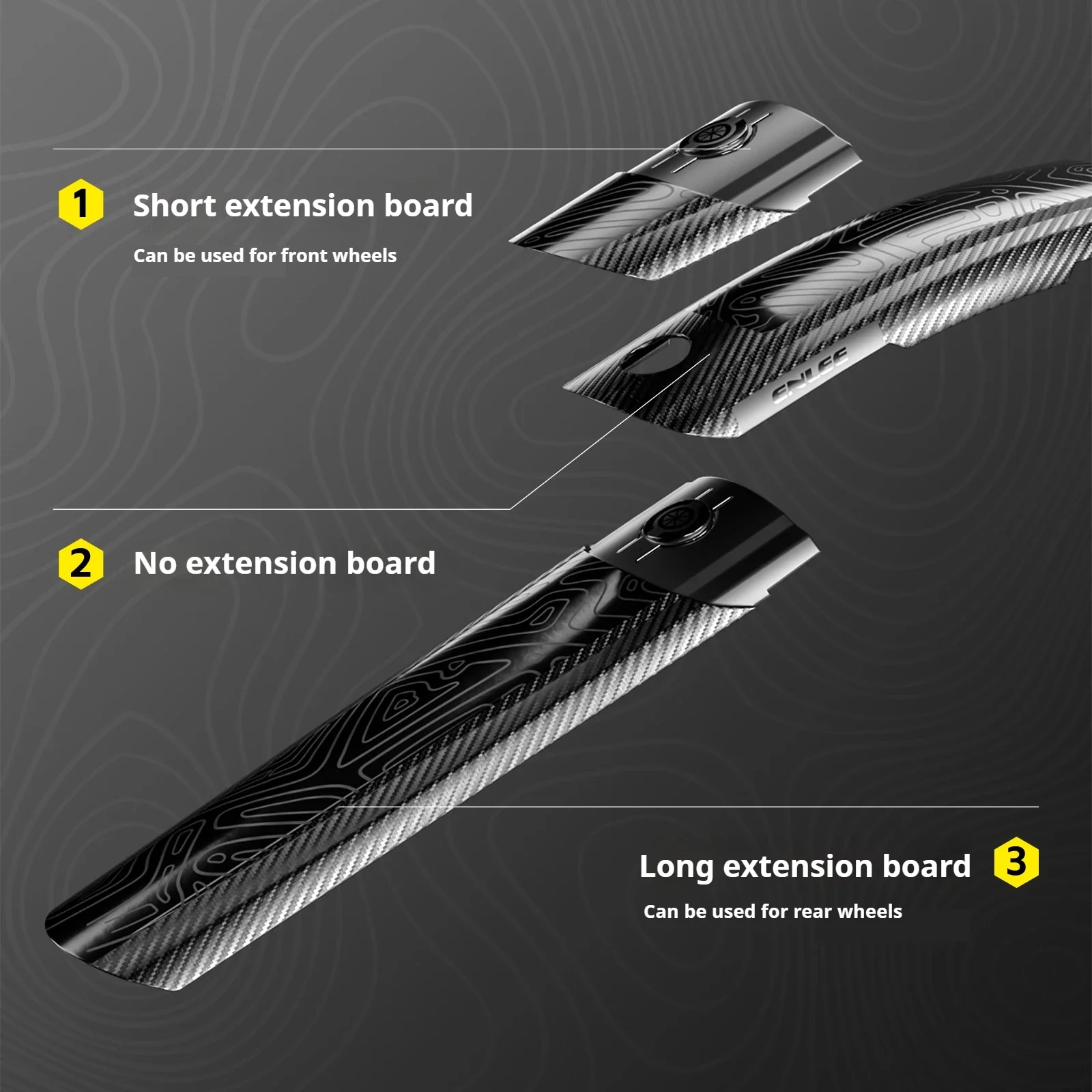 ENLEE واقيات الطين للدراجة الجبلية على المنحدرات واقيات المطر الموسعة والموسعة من ألياف الكربون عالمية للأمام والخلف