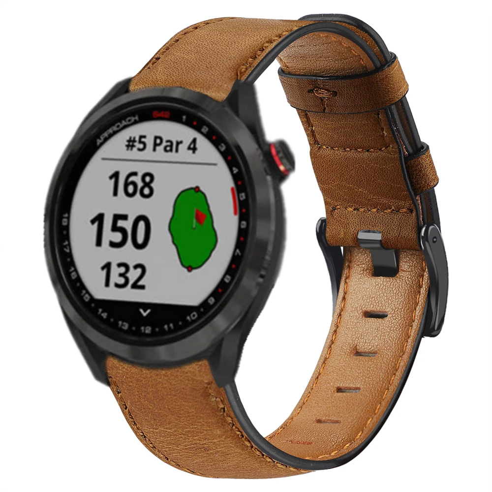 حزام من الجلد للغارمين Forerunner 255 Music Venu Sq 2 سوار ريترو للغارمين مقاربة S12 S42 مظهر كلاسيكي سوار ساعة ذكية