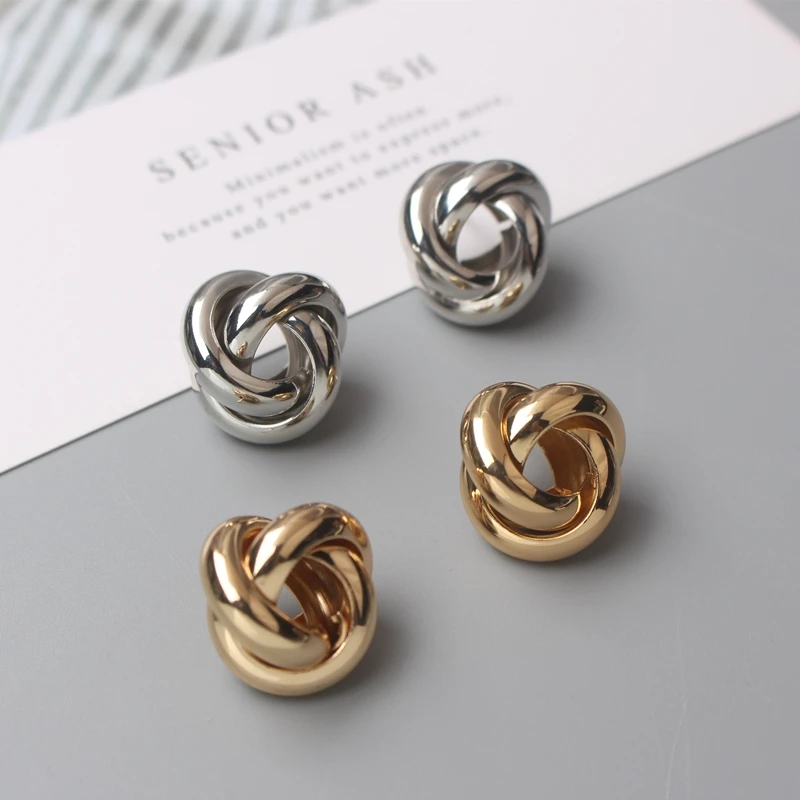 Small Twisted Stud Earrings for Women Gold Silver Color Rock Simple Glossy Geometry Metal Knot Earring Party Jewelry Girl Gift