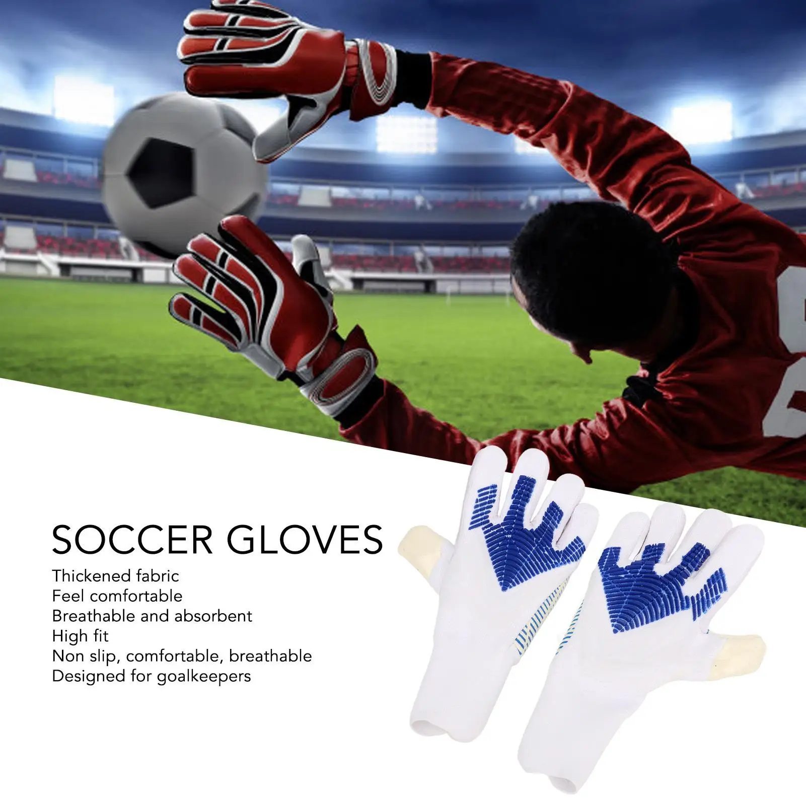 Guantes de portero de fútbol Premium con agarre fuerte, transpirables, cómodos, protección de dedos para entrenamiento