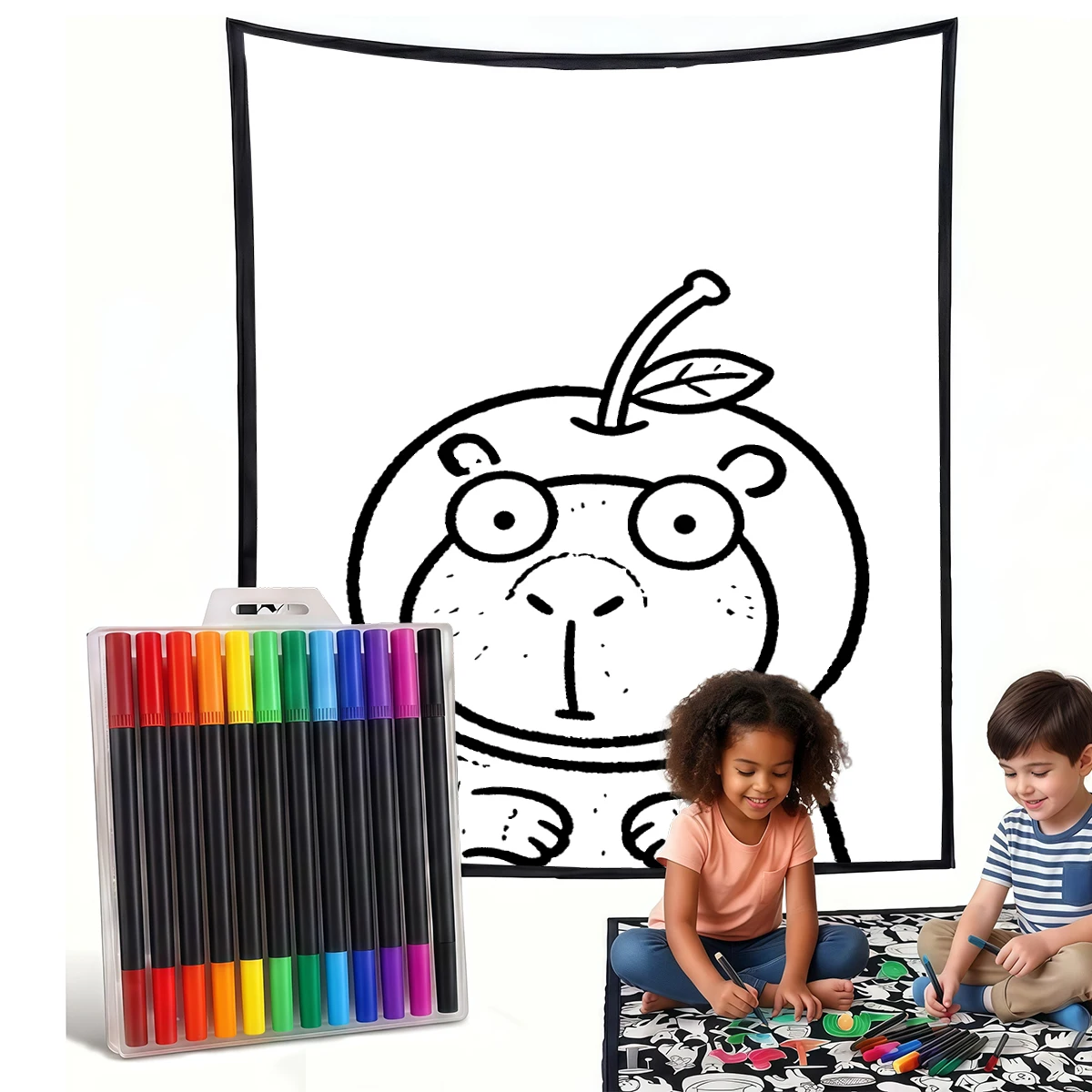 Brown Capybara Shocked DIY Cozy Coloring Blankets -24 Markers, Cozy Velvet Ideal For Daily Use Home Decor And Kids Spaces