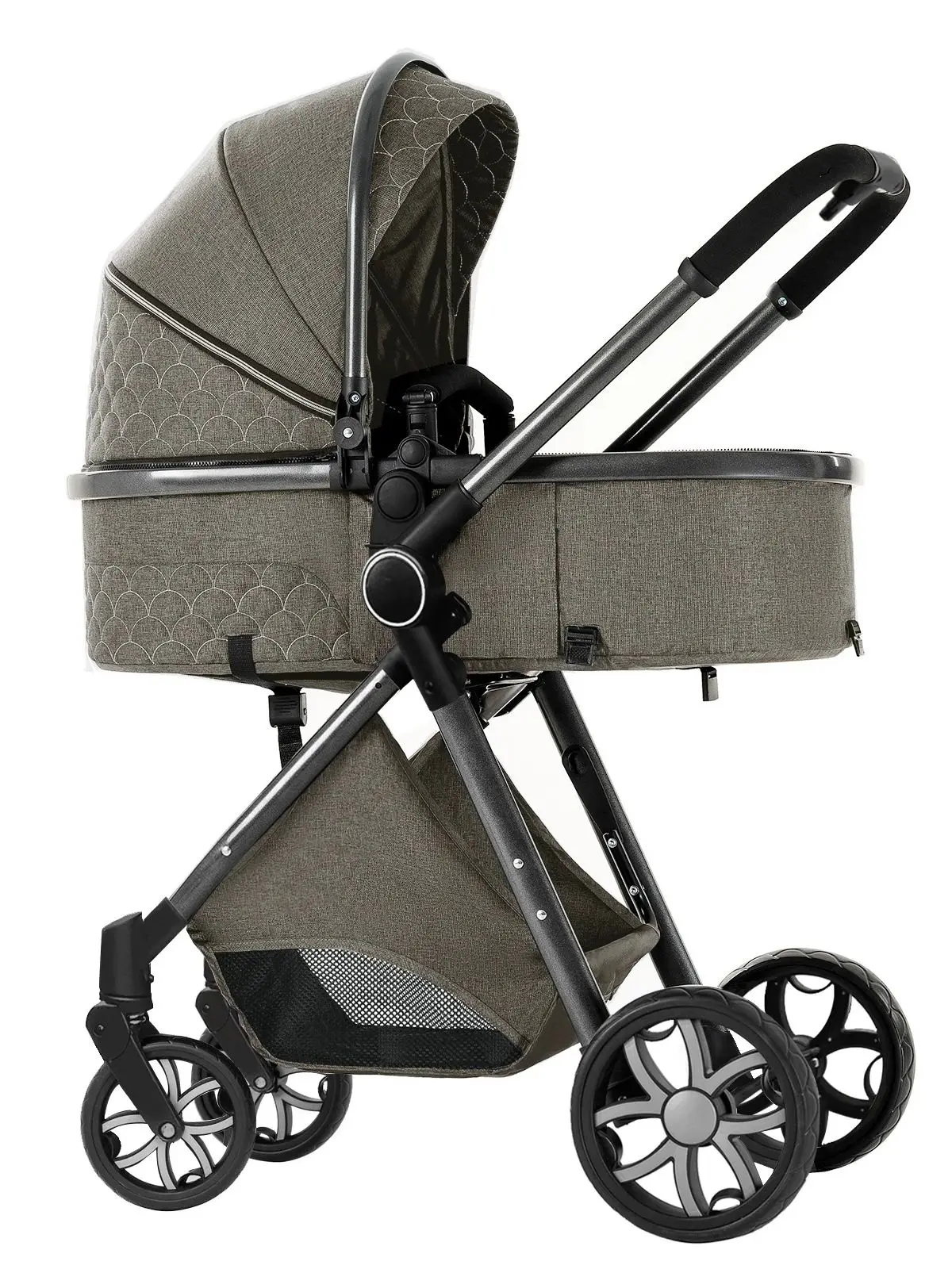 Kinderwagen 3 in 1 Kinderwagen Lichtgewicht Kinderwagen Draagbare kinderwagen kinderwagens voor pasgeboren baby autostoel kinderwagen met wieg - afbeelding 2