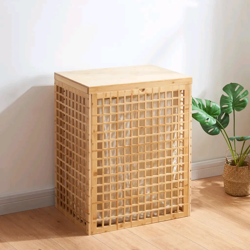 ！@Combohome Bamboo Bathroom Laundry Storage Hamper Basket Furniture Bathroom Custom Storage Bamboo Hamper Laundry Basket