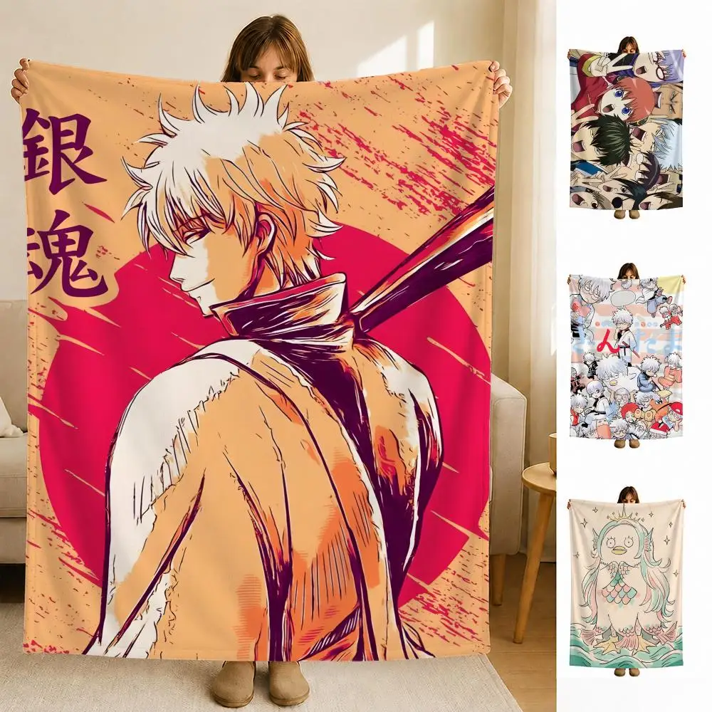 anime G-Gintama Story Throw Soft Flannel Blanket for Bed Bedroom Sofa Picnic Throw Skin-friendly Breathable Gift Cover
