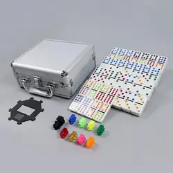 Mexican Train Dominoes Set 91Tiles Educational Toy with Aluminum Case Dominoes Board Game for Travel Camping Boys, Girls Kids