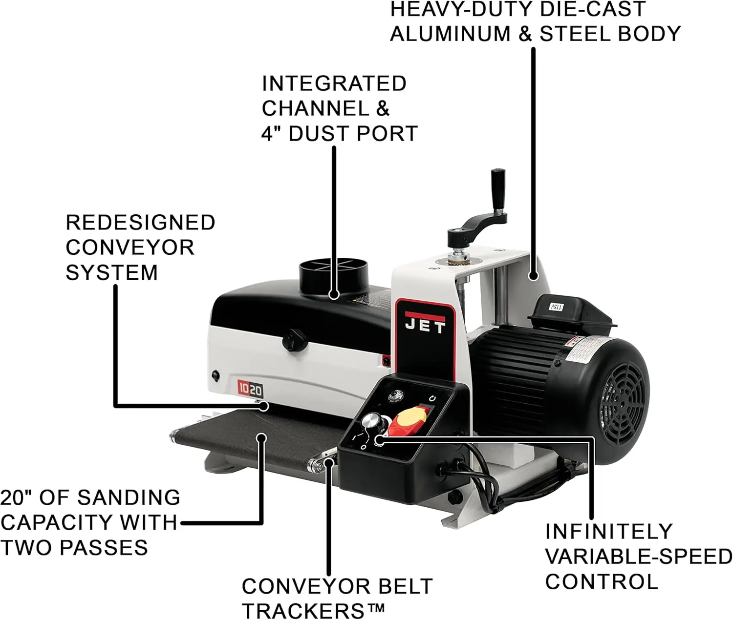 10-Inch Benchtop Drum Sander, 1 HP, 1Ph 115V (Model JWDS-1020)