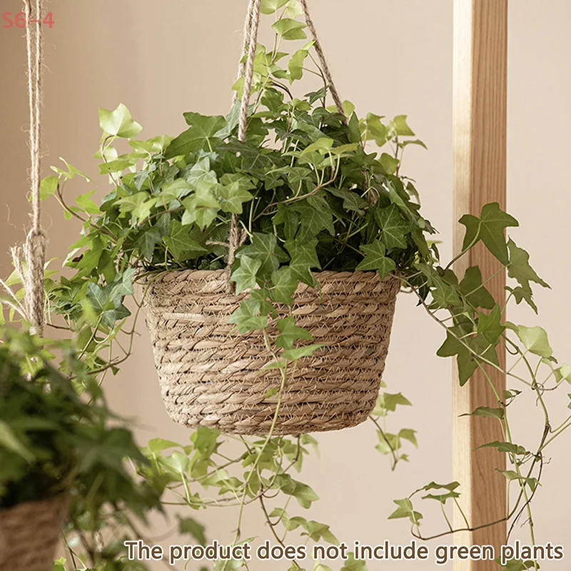 Garden Hanging Flower Pot, Wheat Rack, Plant Storage Basket, Woven Yellow Hemp Rope, Indoor And Outdoor Flower Pot Rack