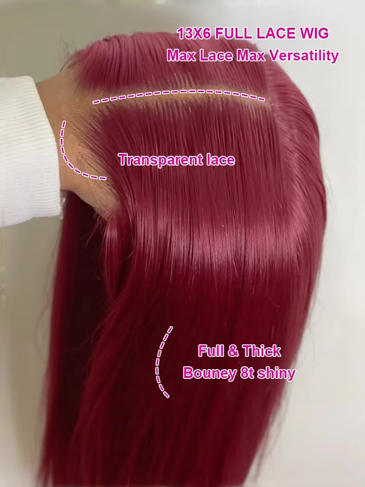 99J 레드 버건디 컬러 레이스 프론탈 인모 가발 13 - Hd Lace Frontal Wig Human Hair Pre Plucked 리뷰 및 가격
