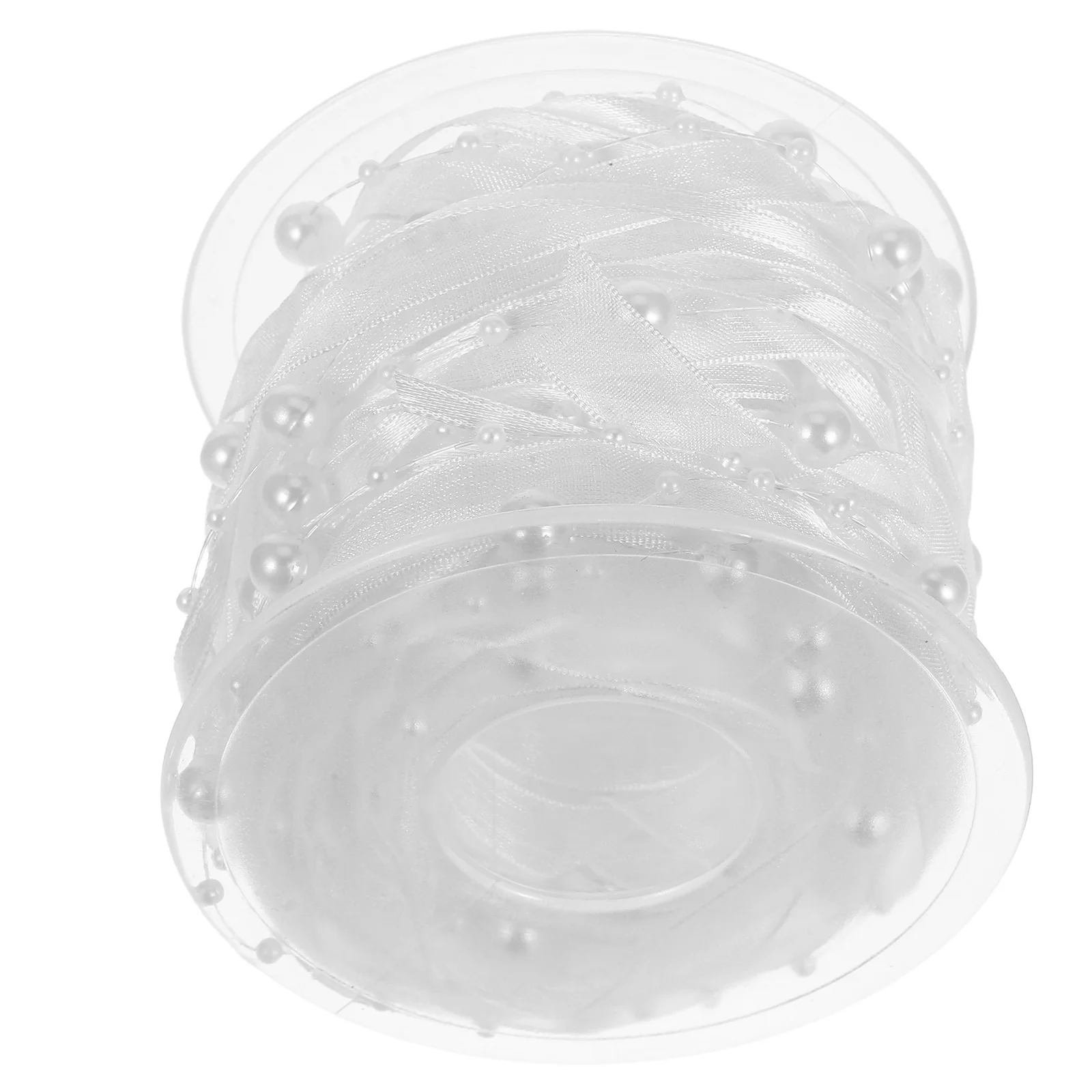 

1 Roll White Bead Decorative Ribbon Polyester Webbing Band for Wedding Bouquet Christmas Party DIY Crafts Gift Wrapping