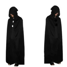 Kapuzen mantel Wicca Robe mittelalter liche Hexerei Cape Party Kostüm Kleid (Größe: 165-170cm Farbe: schwarz) – Detail 2