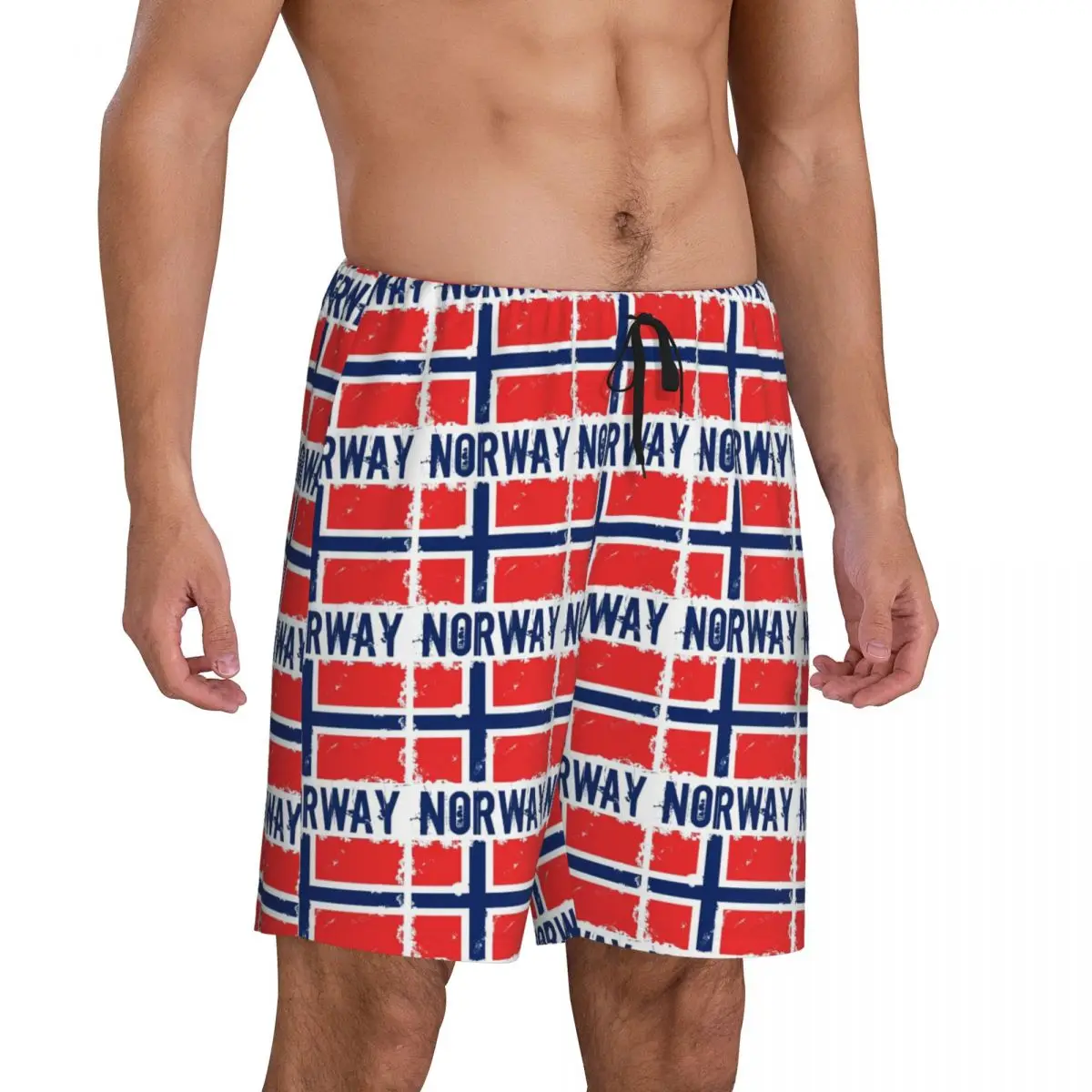 Custom Norway Flag Short Pajama Pants Men Sleepwear Sleep Lounge Bottom Shorts Sleeping Pants