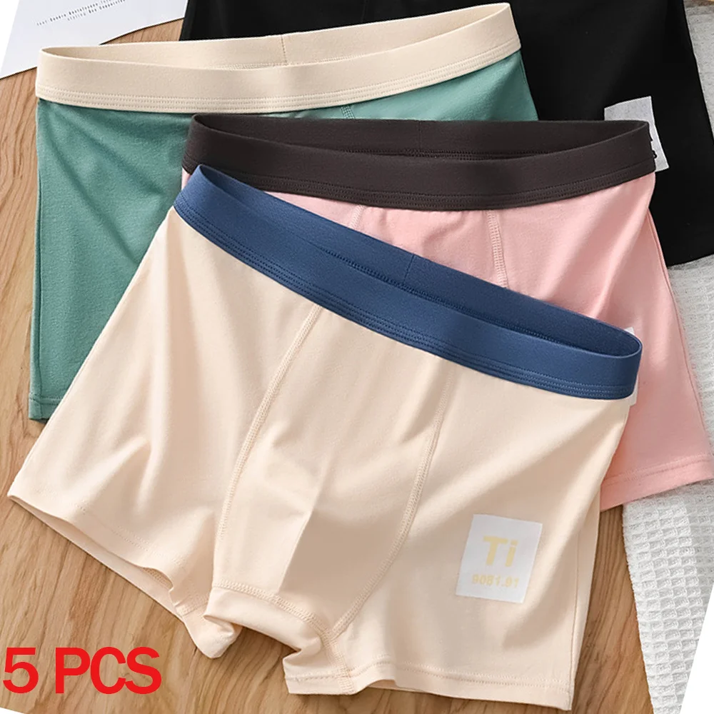 

5Pcs Men's Boxer Shorts Breathable Underwear Man Ice Silk Seamless Underpants Ultra Thin Panties Youth Elastic Boxer Brief L-4XL