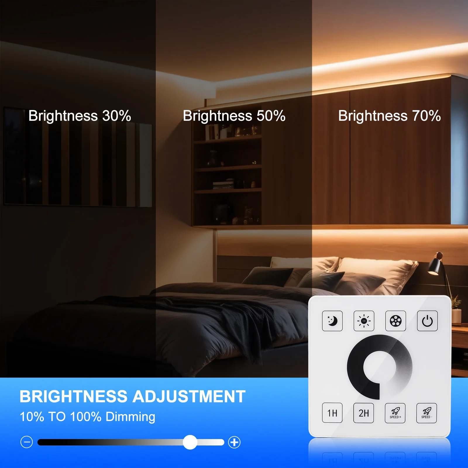 COB LED Strip Dimmer Controller 110V-240V WIFI/Bluetooth/RF Touch Panel For W10-11mm x H5-6MM Single Color COB Neon Strip Light