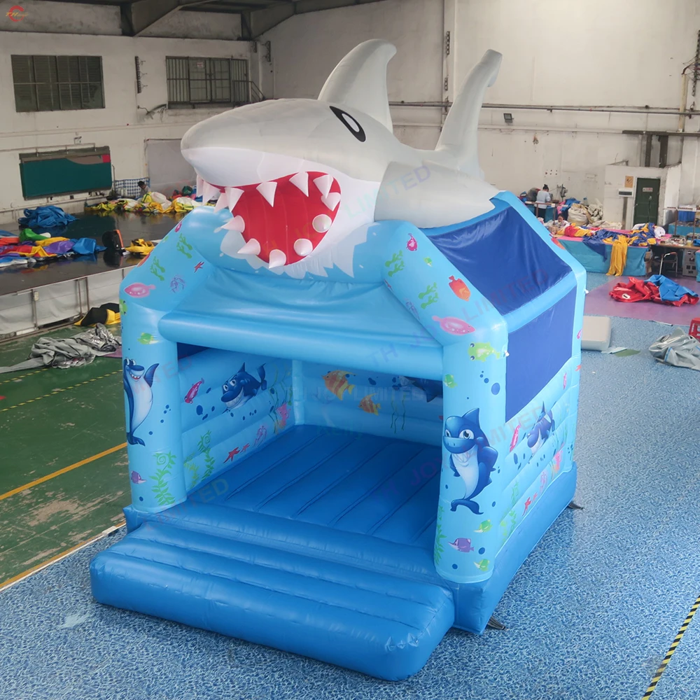 Free Shipping Outdoor Activities Inflatable Bouncer House with Shark Cartoon for Sale