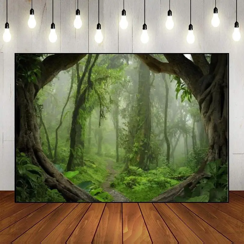 Decoration Party Backdrop Photo Virgin Forest Photography Wall Custom Fairy Tales Background Happy Birthday Fantasy Jungle Theme