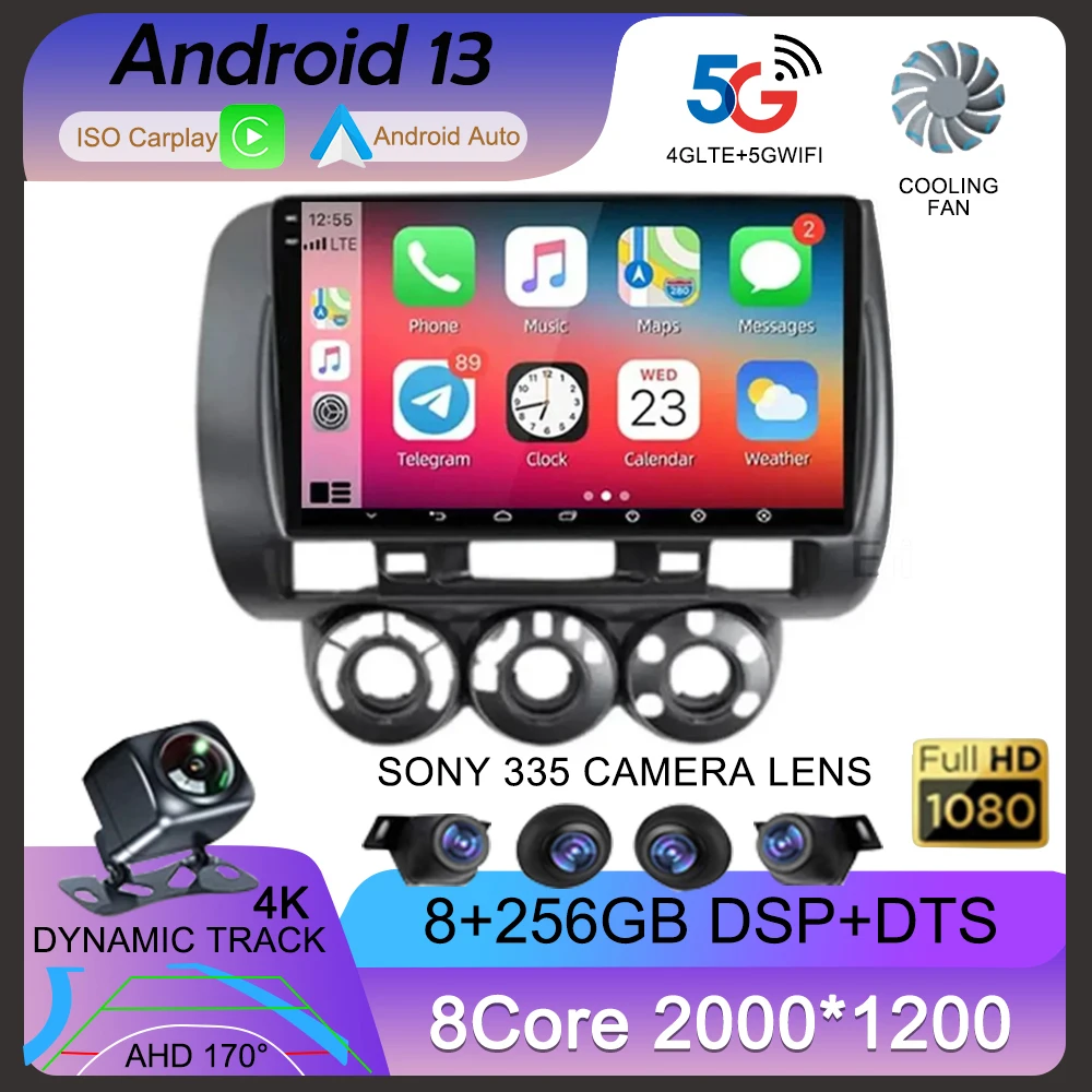 

Android 13 Car Stereo Radio Multimedia Video Player For Honda Fit Jazz City 2002 2003 2004 2005 2006 2007 GPS Navigation 2 Din